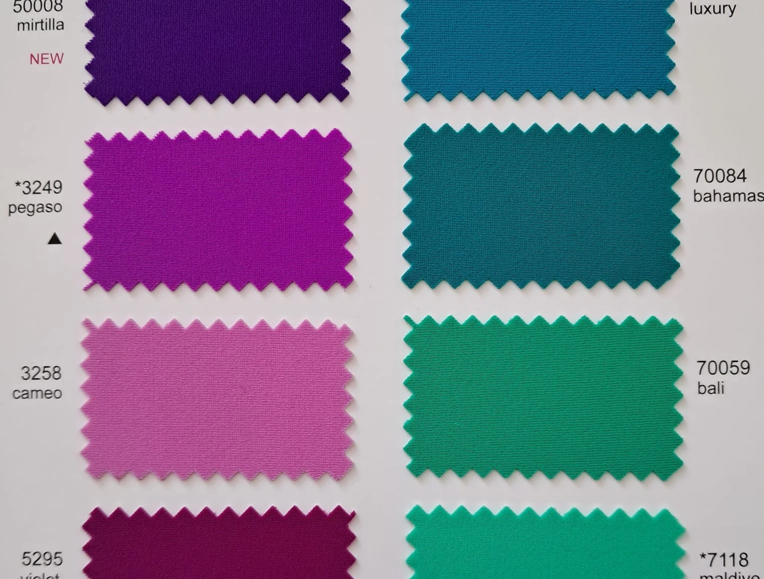 Swimwear color swatches
