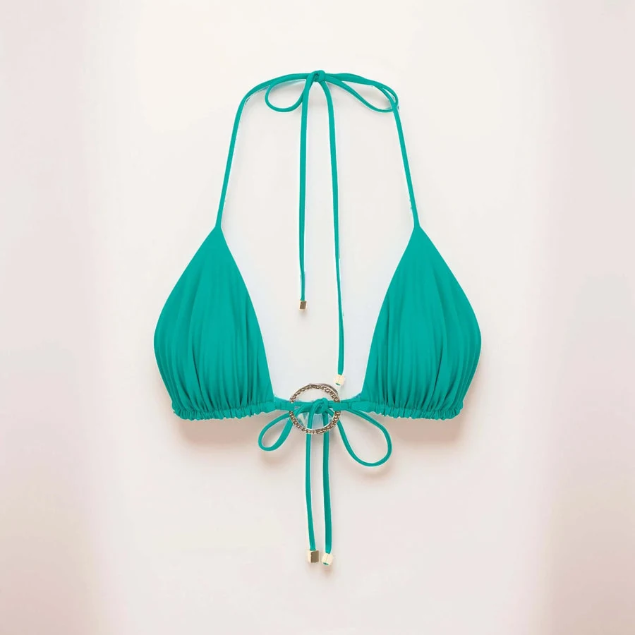 Turquoise bikini set used as a material application reference