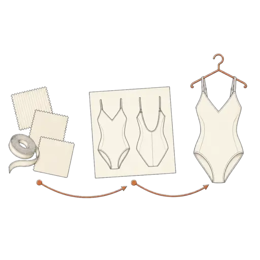 Materials, technical sheet and prototype connected in a development plan